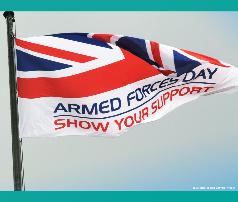 Red white and blue flag for Armed Forces Day