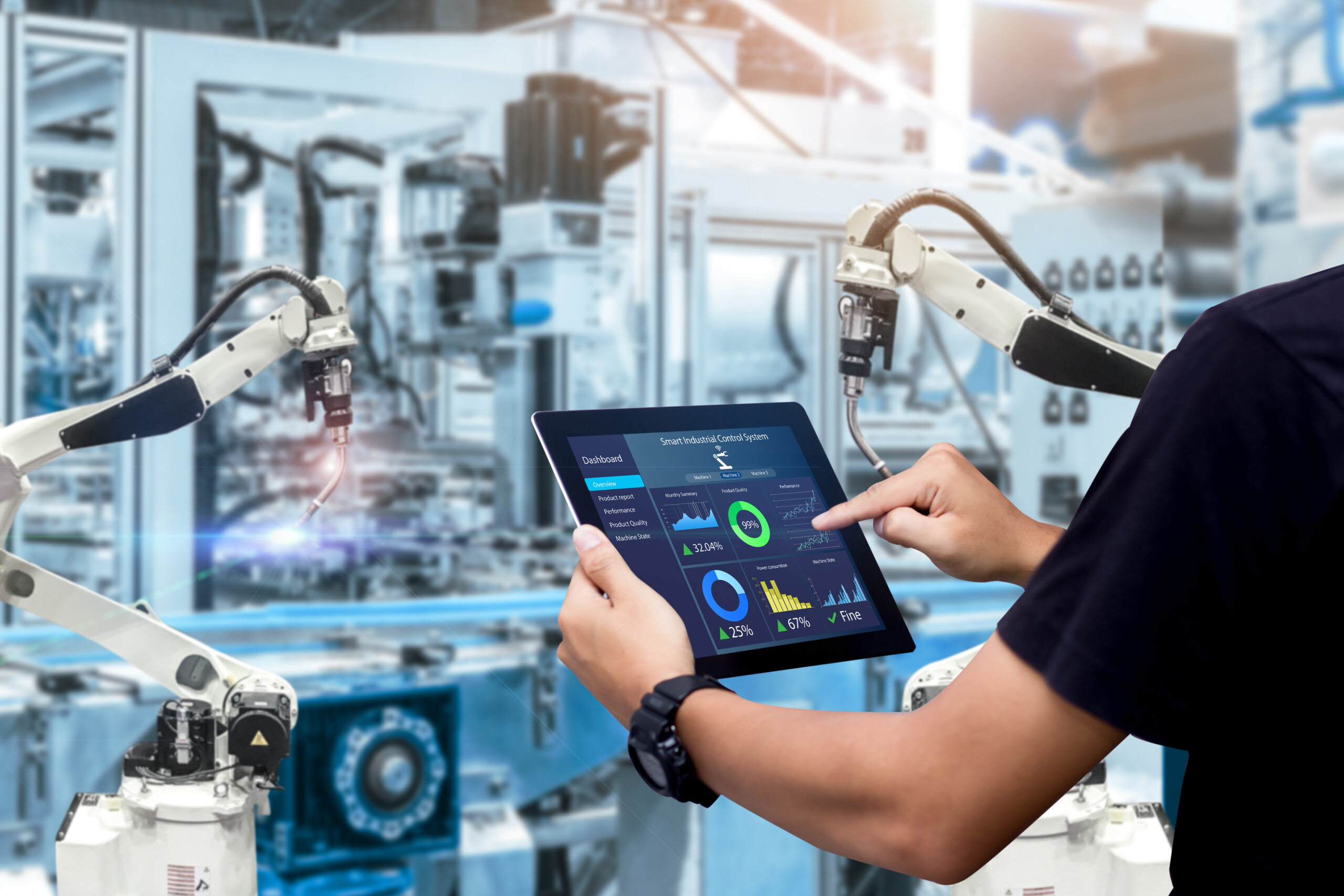 Modern manufacturing PLC controlled representing manufacturing recruitment