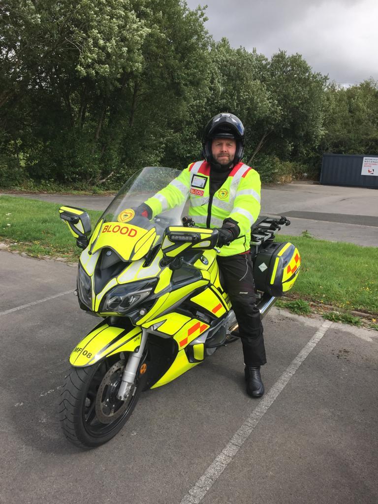 Matthew Heath on blood bike