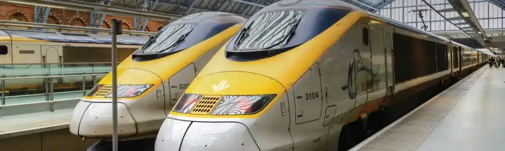 Image of two high speed trains at the station