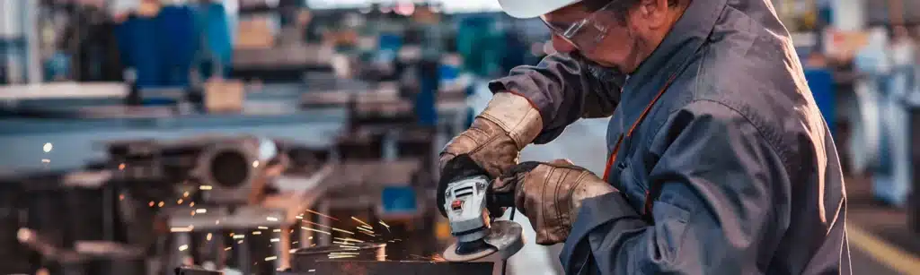 Image of a man using a grinding machine