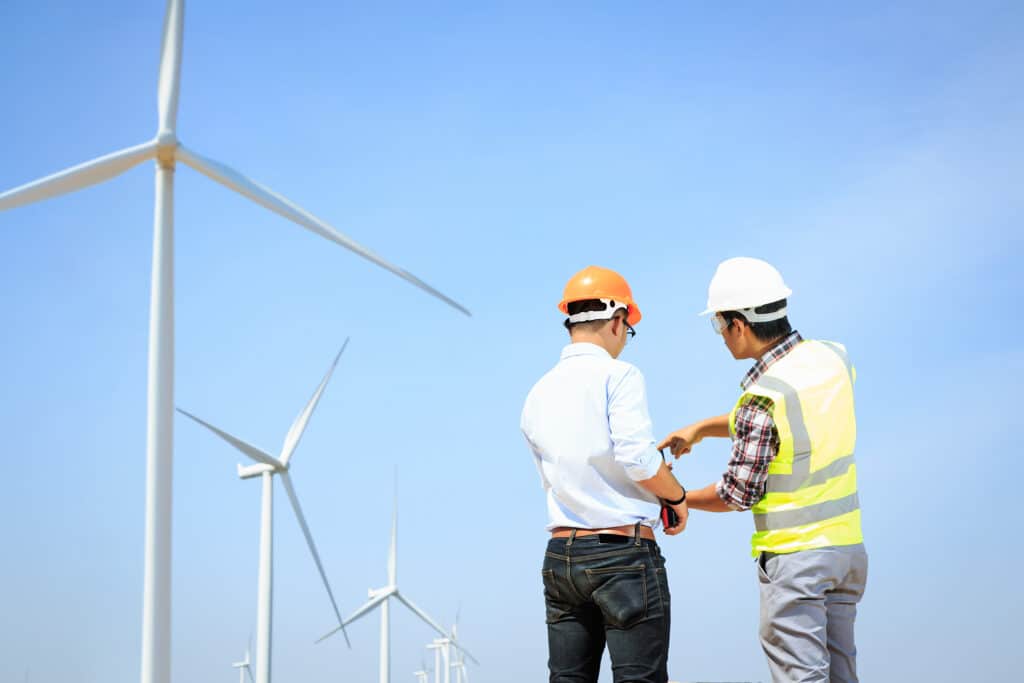 Engineers assessing Windmills
