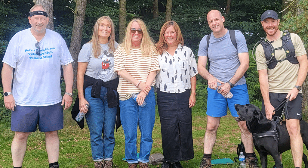 Tom Basford, Peter Heap and Colin Nightingale at middle of Wrekin Hill