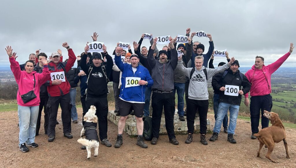 Wrekin 100 climb 100 team at top of hill
