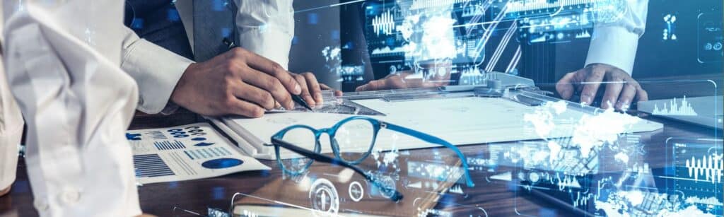 workers analysing material