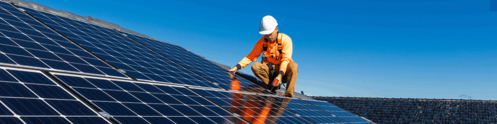 Engineers at work on solar PV installation