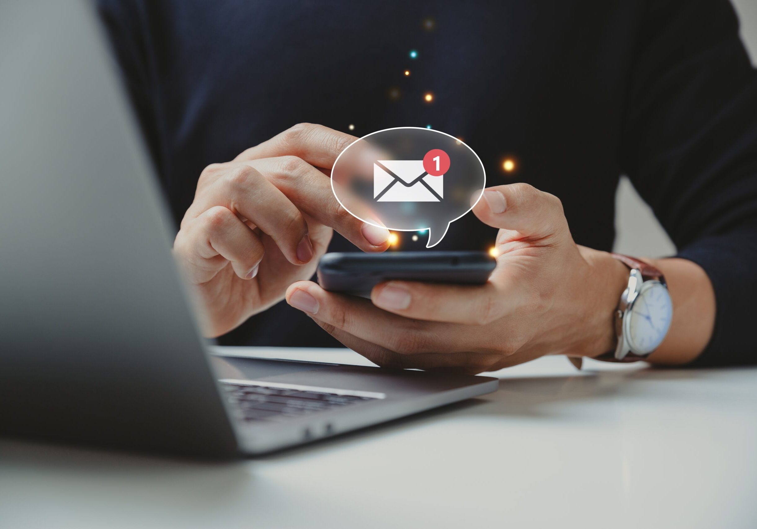 Person getting job alerts through to phone